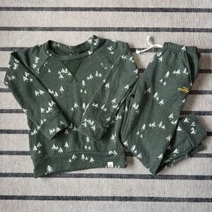 Little Road Co Polar Express Holiday Trees Crewneck Top and Jogger Set